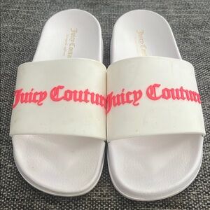 Juicy Couture White and Pink Slide Sandals